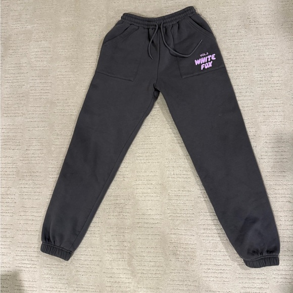 White Fox Boutique Vol. 3 Gray Hoodie and sweatpants with Pink Logo - Picture 5 of 7